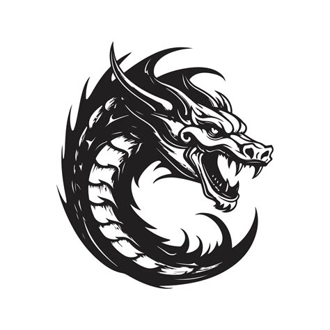 Wyvern Vintage Logo Concept Black And White Color Hand Drawn