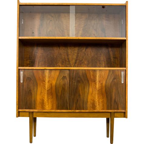 Vintage Walnut Display Cabinet By Bytomskie Fabryki Mebli Poland S