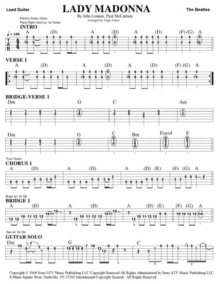 Lady Madonna Arr Jorge Juárez By The Beatles Sheet Music For Guitar Tab At Sheet Music Direct