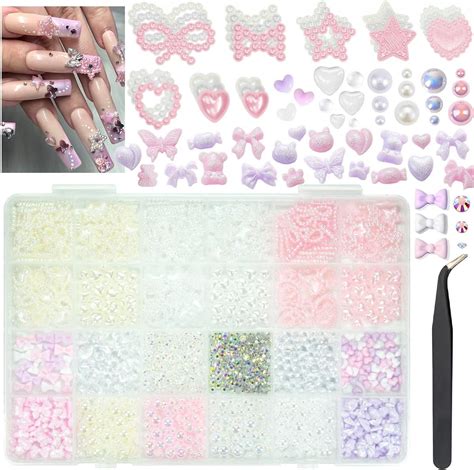 Amazon Qiipii Pearls Nail Charms Light Pink Creamy White Ab