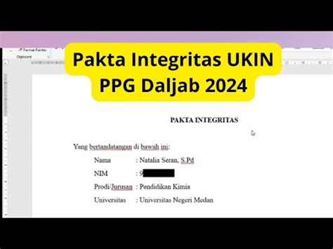 Pakta Integritas Ukin Ppg Daljab Youtube