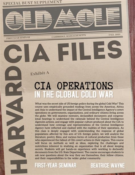 First-Year Seminar: CIA Operations in the Global Cold War – Harvard ...