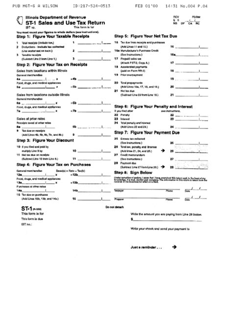 Form St 1 Sales And Use Tax Return 1999 Printable Pdf Download