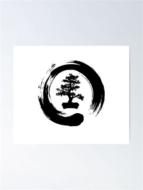 Bonsai Baum Enso Kreis Buddhistische Zen Kalligraphie Poster Von