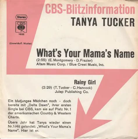 What S Your Mama S Name Rainy Girl Tanya Tucker Inch Recordsale