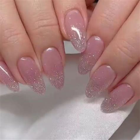 Diamond Pink Winter False Nail Short Almond Press On Nails For Nails Art 24pcs Ebay