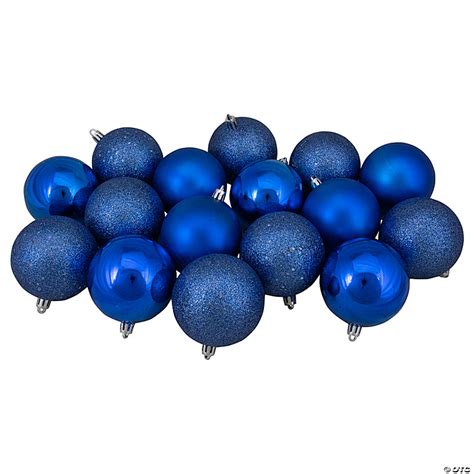 Northlight 16ct Lavish Blue Shatterproof 4 Finish Christmas Ball Ornaments 3 75mm