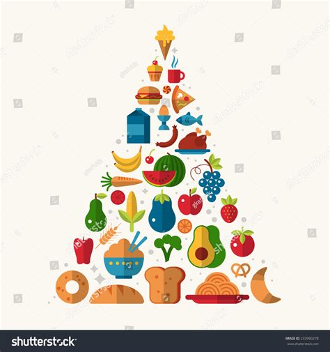 Food Pyramid With Flat Icons Stock Vector Illustration 233990278