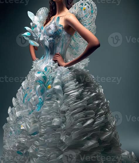 Fashion Dress Made By Recycled Garbage Plastic Illustration