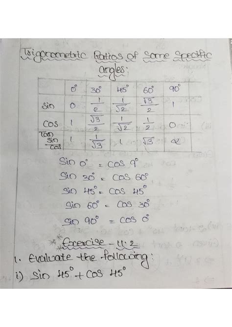 SOLUTION Trigonometric Ratios Of Some Specific Angles Studypool