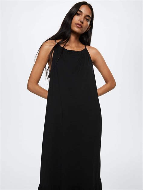 Buy Mango Black Pure Cotton Solid Maxi Dress Dresses For Women