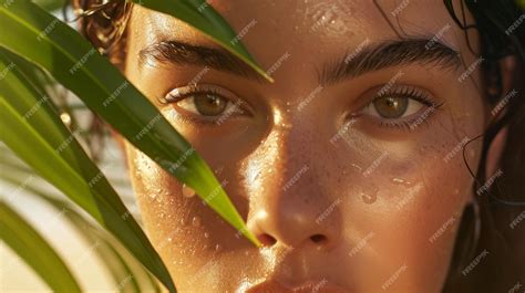 Premium Ai Image Closeup Portrait Of Woman With Freckles On Her Face Hispanic Heritage