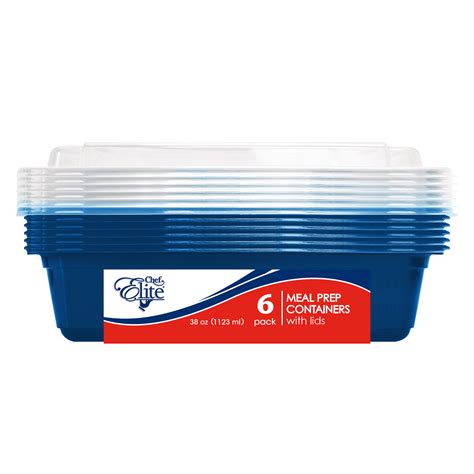 Chef Elite Meal Prep Containers With Lids 38oz Rectangular Blue