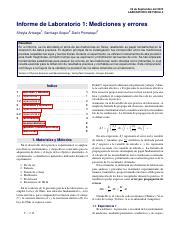 Laboratorio De F Sica Ii Mediciones Y Errores Informe De Course Hero