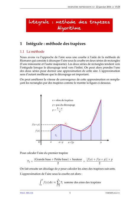 Méthode des trapèzes Algorithme AlloSchool