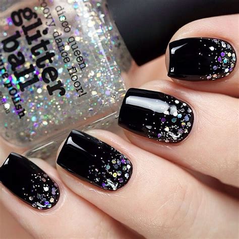 25 Ideas for Black Nails with Silver Glitter - Home, Family, Style and ...