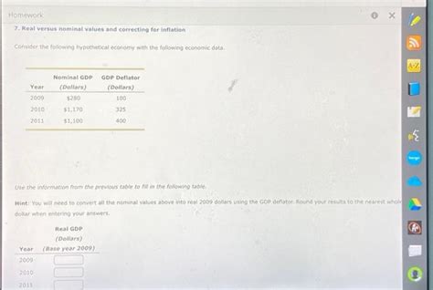 Solved Homework Real Versus Nominal Values And Correcting Chegg