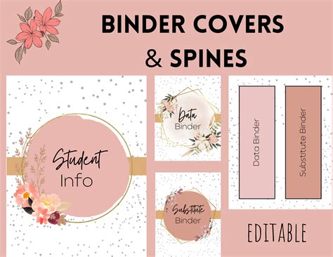 EDITABLE Floral Binder Covers Spines Printable Binder Covers