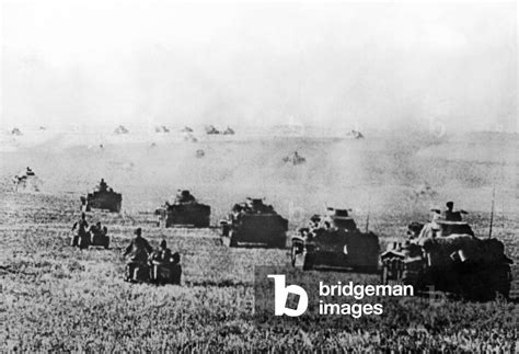 Image of Stalingrad, Russia: 1942. Columns of Nazi tanks advance across ...