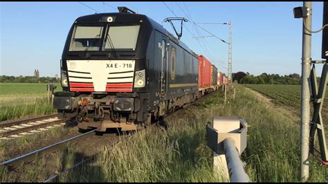 X E Vectron Beacon Rail With Container Train At Breyell Germany