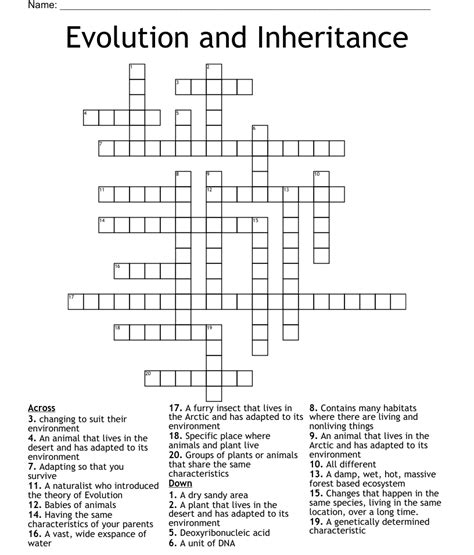 Evolution And Inheritance Crossword WordMint