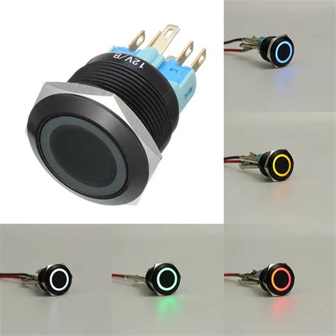 12V 22mm 6 Pin Momentary Switch Led Light Metal Push Button Momentary Switch-in Switches from ...