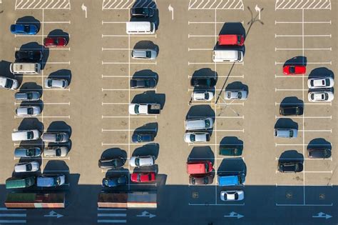 Premium Photo Aerial View Of Many Colorful Cars Parked On Parking Lot