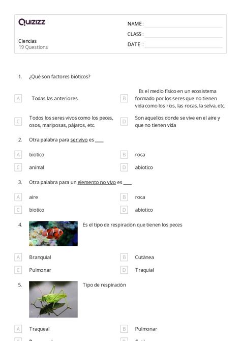 50 Ciencias De La Vida Hojas De Trabajo Para Grado 3 En Quizizz Gratis E Imprimible