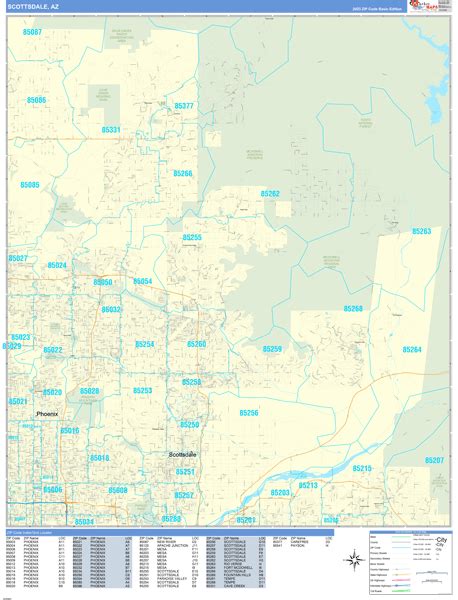 Scottsdale Arizona Zip Code Wall Map Basic Style By Marketmaps Mapsales