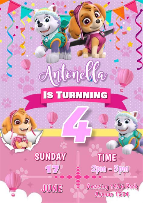 Paw Patrol Birthday Girl Invitations Template Postermywall