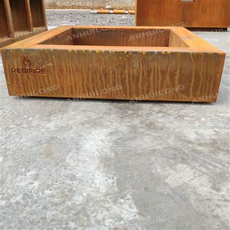 Square Weathering Steel Lava Gas Fire Pit Ahl Corten Steel