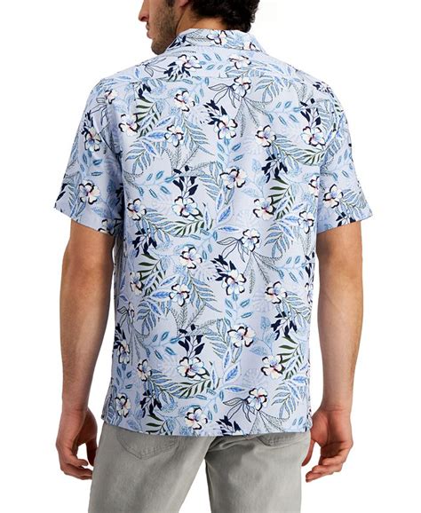 Club Room Mens Regular Fit Tropical Print Camp Shirt Created For Macy