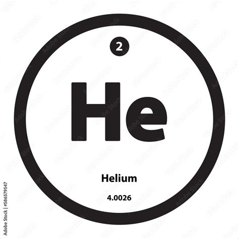 Icon Structure Helium He Chemical Element Round Shape Circle Black