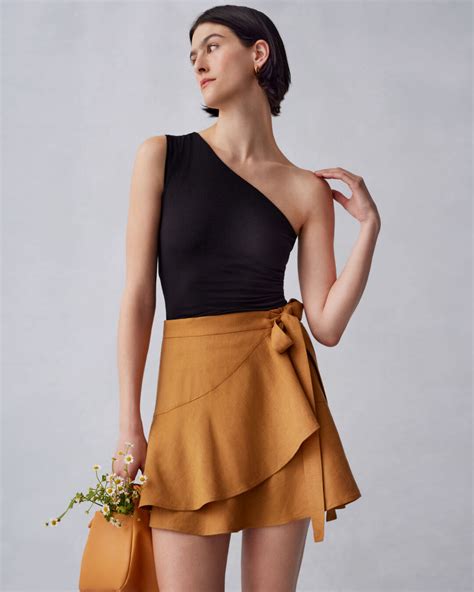 Linen Wrap Mini Skirt Cuyana