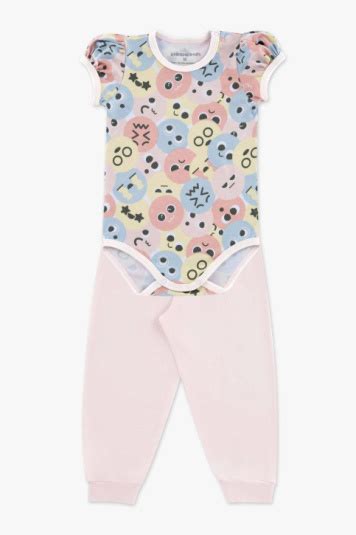 Conjunto de body saruel algodão modal emojis bebê Dedeka