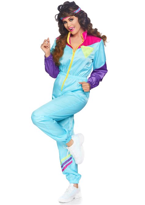 2 PC Awesome 80s Track Suit, includes zip up jumpsuit and matching ...