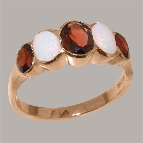 9ct Rose Gold Garnet Opal Ring Free Next Day Delivery