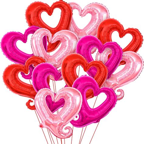 Katchon Pink And Red Heart Balloons 18 Inch Pack Of 12