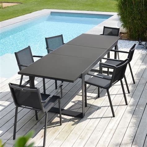 Table Aluminium Rallonge Automatique Table De Jardin Alu Plateau Verre