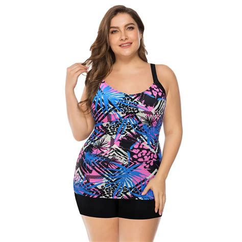 Push Up Tankini Set Swimsuit Women Swimwear Plus Two Piece Suits Print