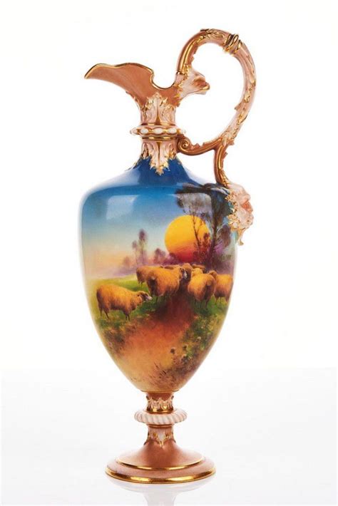 Sunset Sheep Ewer By Harry Davis Royal Worcester Porcelain Royal