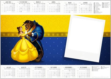 Convite Calendario 2017 A Bela E A Fera Fazendo A Nossa Festa