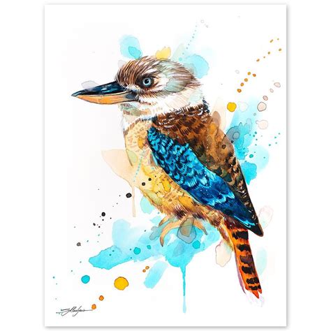 Kookaburra watercolor painting print by Slaveika Aladjova