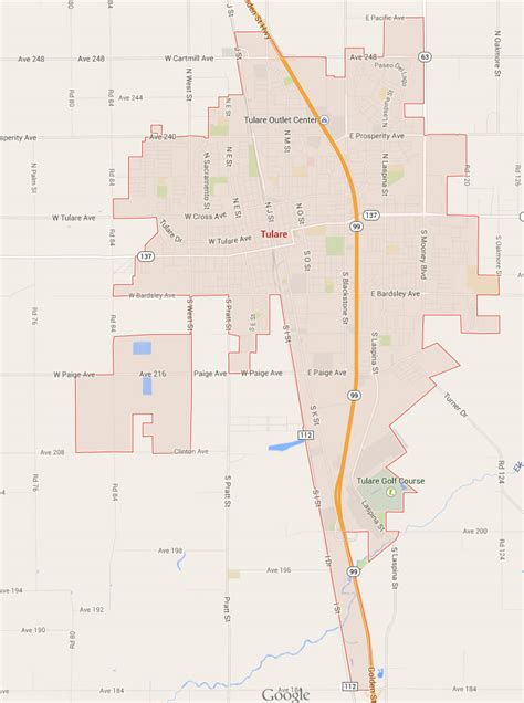 Tulare, California Map