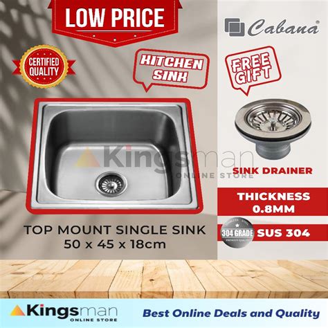 Kingsman Cabana Top Mount Single Bowl Stainless Steel Kitchen