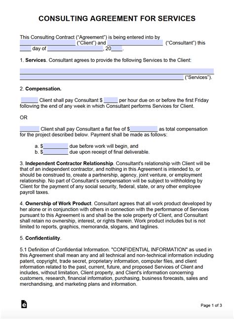 Free Consulting Agreement Template With Retainer Pdf Word Eforms