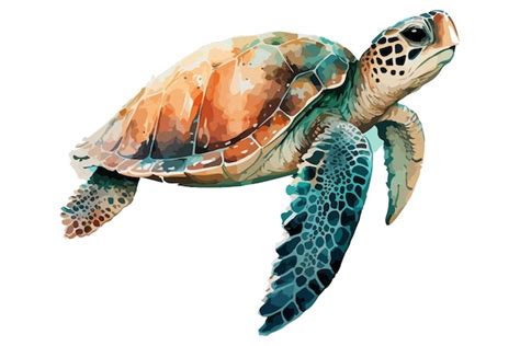 Premium Vector Watercolor Sea Turtle Vector Illustration