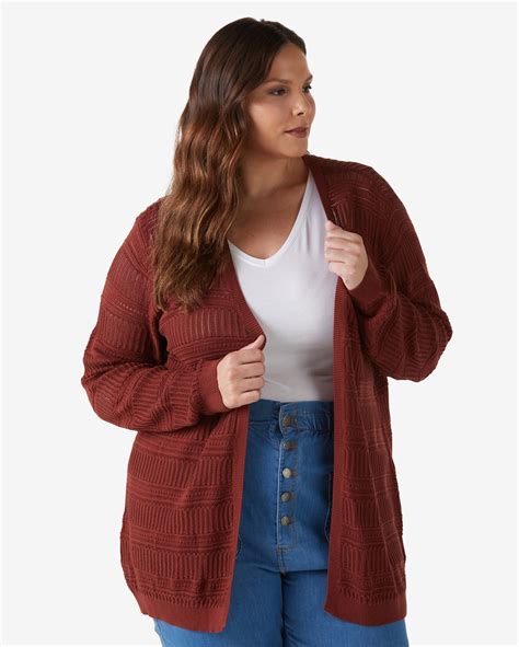 Riachuelo Cardigan Plus Size Feminino Alongado Tricot Bordô