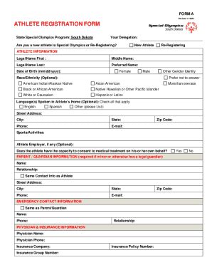 Fillable Online Athlete Registration Special Olympics Medical Form