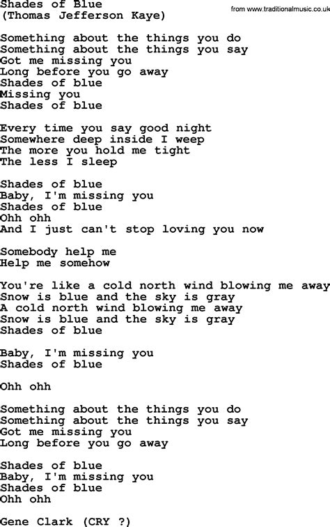 Shades Of Blue By The Byrds Lyrics With Pdf